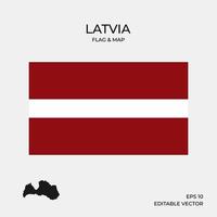 lettland karta och flagga vektor