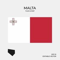 malta karta och flagga vektor