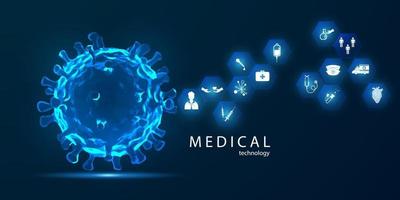 medicinsk behandling i innovationskoncept abstrakt teknik kommunikation koncept vektor bakgrund. Coronavirus eller Corona Virus koncept. covid-19