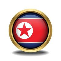 Norden Korea Flagge Kreis gestalten Taste Glas im Rahmen golden vektor