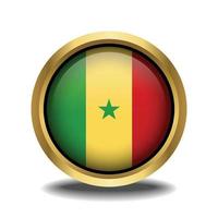 Senegal Flagge Kreis gestalten Taste Glas im Rahmen golden vektor