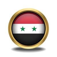 Syrien Flagge Kreis gestalten Taste Glas im Rahmen golden vektor