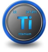 chemisches Titanelement. chemisches Symbol mit Ordnungszahl und Atommasse. vektor