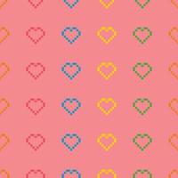 sömlös pixel hjärta mönster swatch vektor
