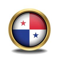 Panama Flagge Kreis gestalten Taste Glas im Rahmen golden vektor