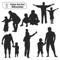 vater und sohn oder dan und sohn silhouetten vektorsammlung vektor