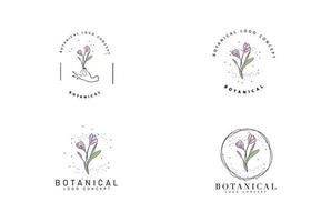 minimaler weiblicher moderner botanischer Blumen organischer abstrakter Logoentwurf vektor