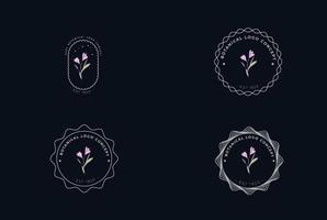 abstrakte minimale moderne weibliche botanische Blumen Bio-Logo-Design vektor