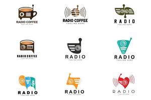 kaffe radio logotyp, podcast radio design, kaffe ikon, kaffe Kafé logotyp produkt varumärke vektor