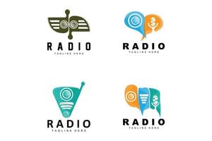 Kaffee-Radio-Logo, Podcast-Radio-Design, Kaffee-Symbol, Kaffee-Café-Logo-Produktmarkenvektor vektor