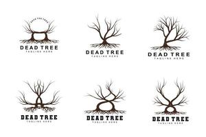 Baumlogodesign, tote Baumillustration, wilder Baumschnitt, Vektor der globalen Erwärmung, Erddürre, Produktmarkenikonen