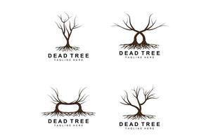 Baumlogodesign, tote Baumillustration, wilder Baumschnitt, Vektor der globalen Erwärmung, Erddürre, Produktmarkenikonen