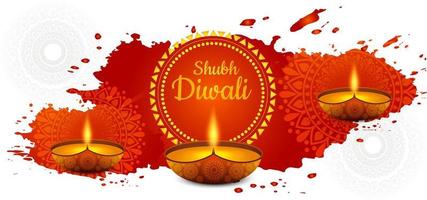 glücklicher diwali diya Öllampenfestkartenkartenhintergrund vektor