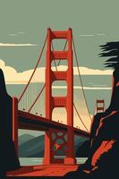 berühmt golden Tor Brücke, san Francisco Vektor Illustration
