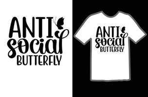 anti social fjäril svg t skjorta design vektor