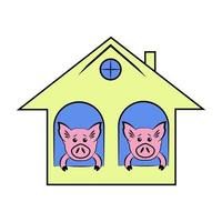 Schweine im Haus , Bauernhof , komisch , Karikatur vektor