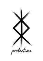 nordisch Symbol zum Schutz, nordisch Wikinger binden Rune Magie Skript Tätowierung, mystisch Logo Zeichen im Farbe Bürste Stil Vektor Illustration isoliert auf Weiß Hintergrund