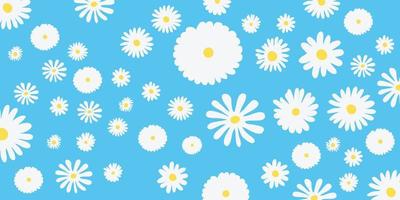Gänseblümchen Blume Muster, Wiese Blau Hintergründe Vektor Illustration. süß Sommer- Hintergrund geeignet zum drucken Stoff und Verpackung