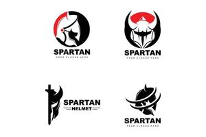 spartanisches Logo, Vektorwikinger, Barbar, Kriegshelmdesign, Produktmarkenillustration vektor