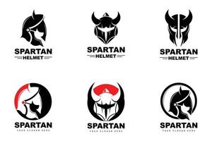 spartanisches Logo, Vektorwikinger, Barbar, Kriegshelmdesign, Produktmarkenillustration vektor