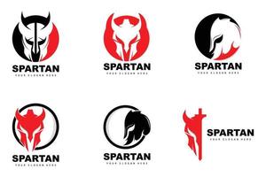 spartanisches Logo, Vektorwikinger, Barbar, Kriegshelmdesign, Produktmarkenillustration vektor