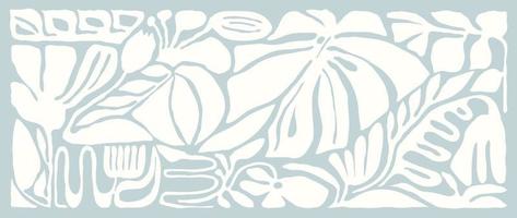 botanisk konst bakgrund vektor. abstrakt naturlig hand dragen blommig blad organisk form design i minimalistisk enkel samtida stil. design för tyg, skriva ut, omslag, baner, dekoration, tapet. vektor