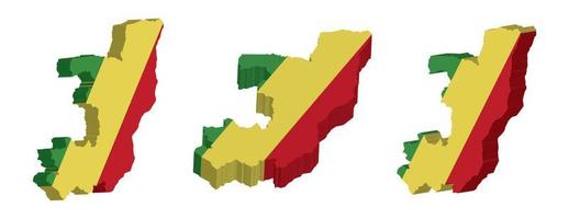 realistisch 3d Karte von Republik von das Kongo Vektor Design Vorlage