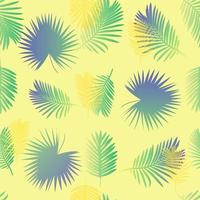 buntes Palmblattmuster mit gelbem Hintergrund vektor