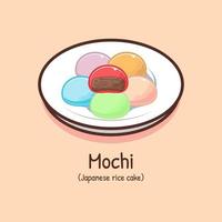 japanisch Reis Kuchen Mochi Süss bunt lecker asiatisch Essen vektor