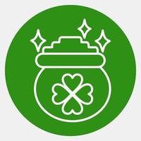 ikon guld pott klöver. st. Patricks dag firande element. ikoner i grön stil. Bra för grafik, affischer, logotyp, fest dekoration, hälsning kort, etc. vektor