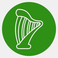 ikon harpa. st. Patricks dag firande element. ikoner i grön stil. Bra för grafik, affischer, logotyp, fest dekoration, hälsning kort, etc. vektor