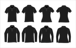 schwarz Polo Hemd Attrappe, Lehrmodell, Simulation Vorlage kurz Ärmel lange Ärmel Gliederung vektor