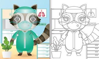 målarbok för barn med en söt tvättbjörn karaktär illustration vektor