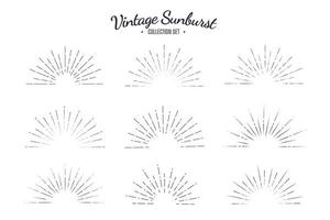 Vintage Sunburst Vektor Sammlung Set. Retro Solar Grafik Design Streifen