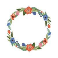 vektor runda eller cirkel blommig ram och gräns. elegant dekorativ element med blommor, växter