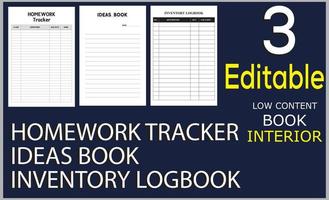 Hausaufgaben Tracker Ideen Buch Inventar Logbuch vektor