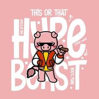 Karikatur Schwein Hypebeast T-Shirt Design vektor