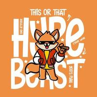 Karikatur Fuchs Hypebeast T-Shirt Design vektor