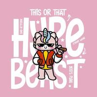 Karikatur Einhorn Hypebeast T-Shirt Design vektor