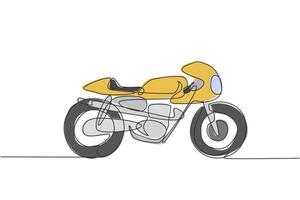 Eine einzige Strichzeichnung des alten Retro-Vintage-Motorrads. Vintage-Motorrad-Transportkonzept kontinuierliche Linie zeichnen Design-Grafik-Vektor-Illustration vektor