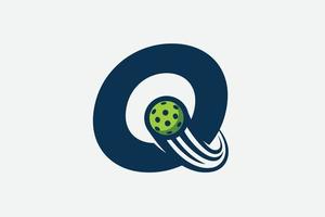 Brief q Logo mit ziehen um Pickleball vektor