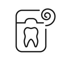 Dental Zahnseide Linie Symbol. Zahnheilkunde Behandlung, Zahn Hygiene linear Piktogramm. Zähne Pflege Ausrüstung, sauber Mund Gliederung Symbol. Oral Medizin unterzeichnen. editierbar Schlaganfall. isoliert Vektor Illustration.