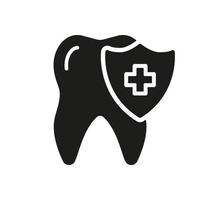 medizinisch Oral Pflege. Dental Versicherung Glyphe Piktogramm. Zähne Schutz und Hygiene Silhouette Symbol. Zahn Verteidigung. Dental Behandlung solide unterzeichnen. Zahnheilkunde Symbol. isoliert Vektor Illustration.