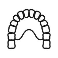 mänsklig käke med tänder och tunga linje ikon. maxilla, käke, käkben linjär piktogram. tandvård översikt symbol. dental behandling tecken. redigerbar stroke. isolerat vektor illustration.