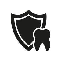 medizinisch Oral Pflege. Dental Versicherung Glyphe Piktogramm. Zähne Schutz und Hygiene Silhouette Symbol. Zahn Verteidigung. Dental Behandlung solide unterzeichnen. Zahnheilkunde Symbol. isoliert Vektor Illustration.