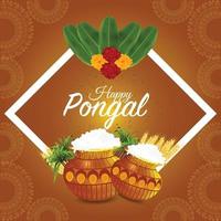 glückliche pongal indische Festivalfeier vektor