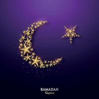 Ramadan Kareem Banner mit goldenem Halbmond und Sternen. vektor