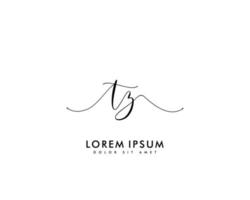 första tz feminin logotyp skönhet monogram och elegant logotyp design, handstil logotyp av första signatur, bröllop, mode, blommig och botanisk med kreativ mall vektor