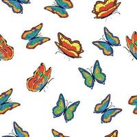 ljus flerfärgad fjärilar sömlös mönster. tapet, bakgrund, barn fest, hantverk papper vektor
