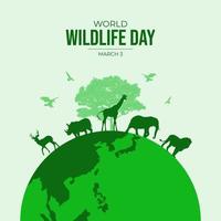 värld vilda djur och växter dag bakgrund vektor